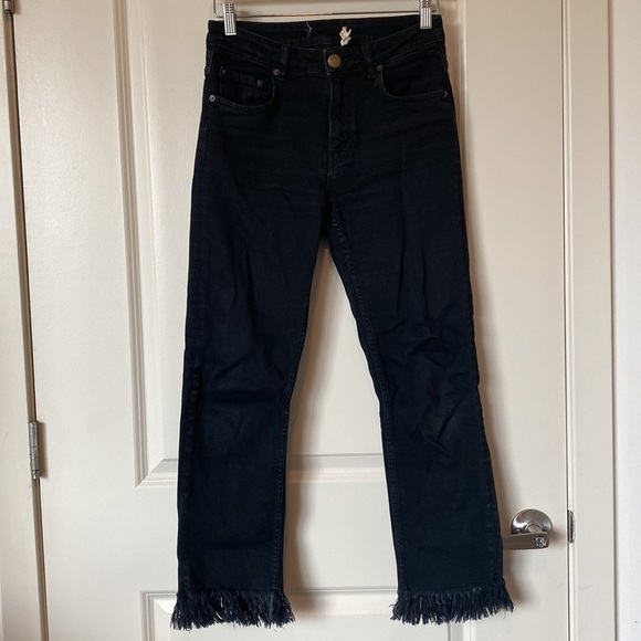 MAJE Black Panako Frayed Hem Ankle Jeans 38 - Picture 3 of 12